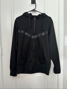 Nike Black Men's Zip-Up Hoodie with Gloss Logo Tape
